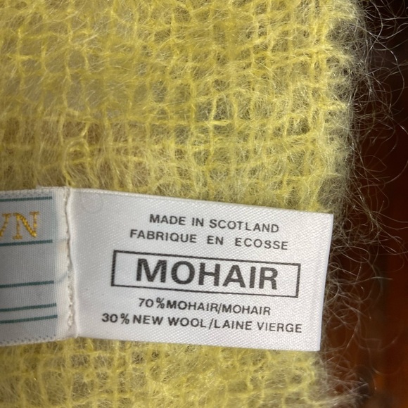 Archie Moore & Son Mohair/Wool Scarf Yellow Made in Scotland Travel Luxury Cozy - Picture 7 of 9